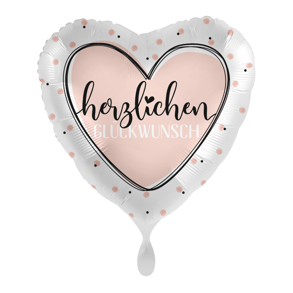 1 Ballon - Glossy Heart Herzlichen Glückwunsch